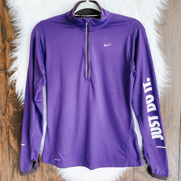 purple nike dri fit long sleeve shirt